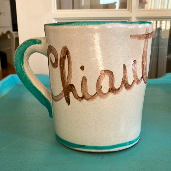 Ceramic Pitcher “Chianti” With Grapes, Leaves Design, Turquoise, 1 Quart - Picture 3 of 10